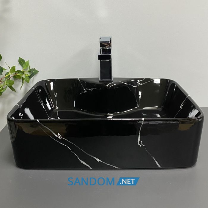 Умывальник накладной VBI FORLI BLACK MARMO GLOSSY 48x37