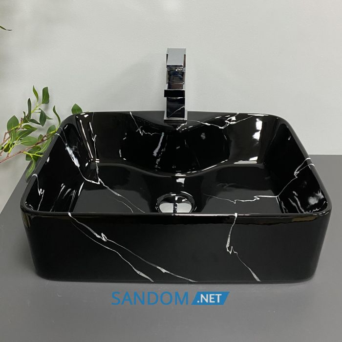 Умывальник накладной VBI FORLI BLACK MARMO GLOSSY 48x37