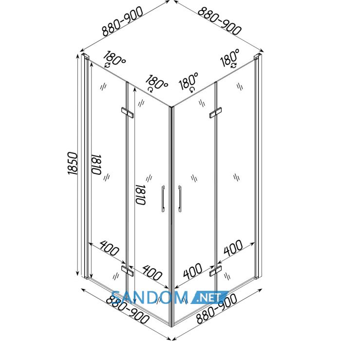 Душевая кабина Bravo Panew N90TC 90x90x185 без поддона