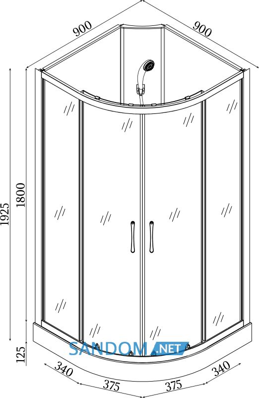 Душевой бокс BRAVO SAN L90GBB 90x90x195 без крыши