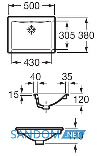 Умывальник Roca Diverta 50x38 327114000 встраиваемый