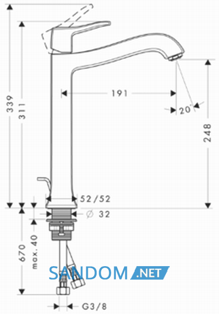 Змішувач для умивальника Hansgrohe Metris Classic 31078000