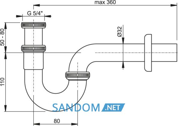 Напівсифон для раковини Alcaplast A432