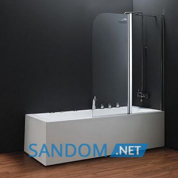 Шторка на ванну двухэлементная Koller Pool QP95 L/R, прозрачное стекло
