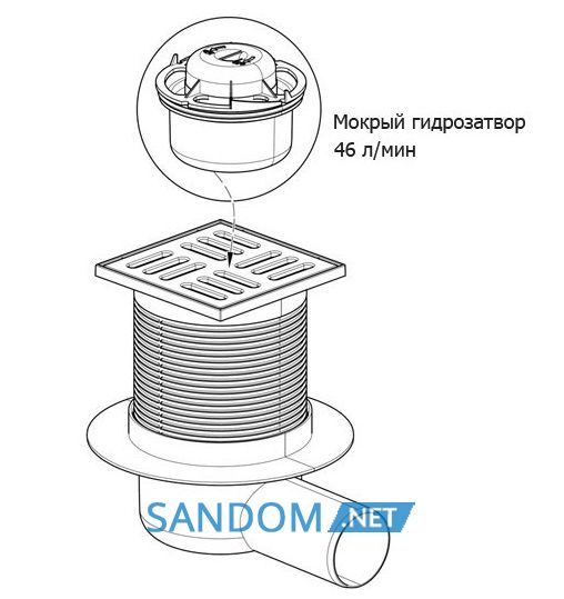 AlcaPlast APV1 Сливной трап 105*105/50