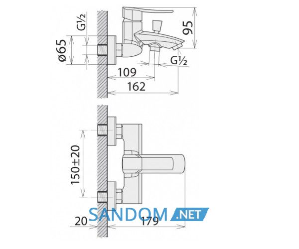 Смеситель для ванны Welle Kate CB23177