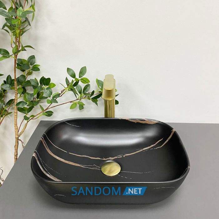 Умивальник накладний VBI RAVENNA BLACK STONE MATT 46x32,5