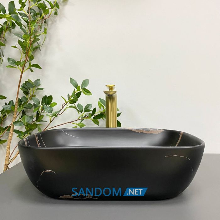 Умивальник накладний VBI RAVENNA BLACK STONE MATT 46x32,5