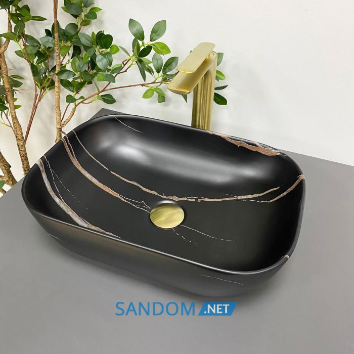 Умивальник накладний VBI RAVENNA BLACK STONE MATT 46x32,5