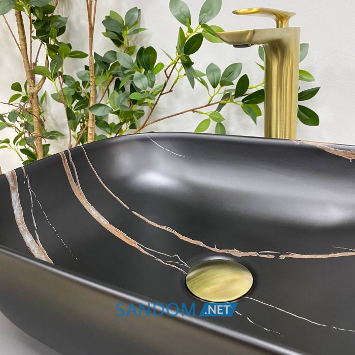 Умивальник накладний VBI RAVENNA BLACK STONE MATT 46x32,5