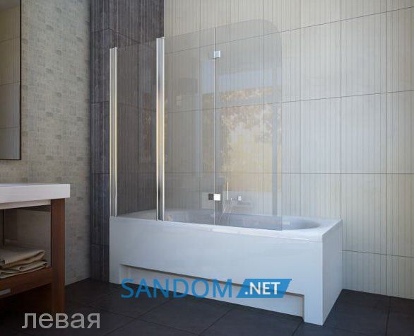 Шторка на ванну трехэлементная Koller Pool QP96 L/R, прозрачное стекло