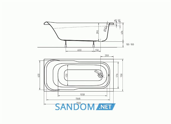 Ванна акриловая Kolo Sensa 150x70 без ножек