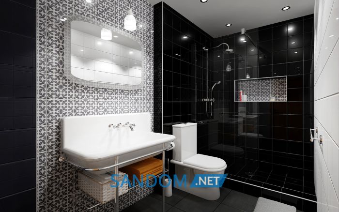 Плитка Атем Orly BK 20x20 чёрная (стена)