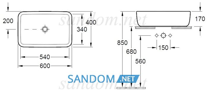 Раковина Villeroy Boch Architectura 60х40 прямокутна