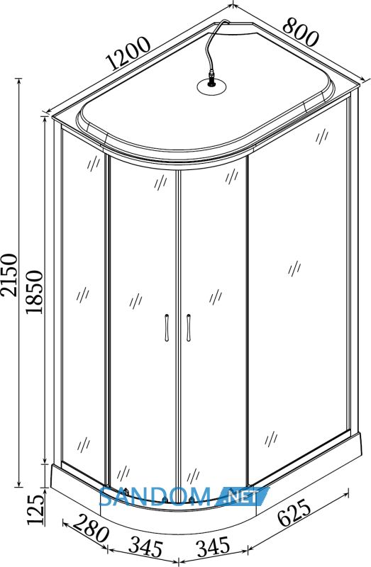 Душевой бокс BRAVO REGA L120BL 120x80x215