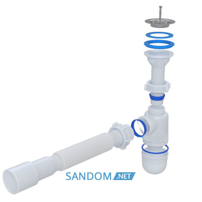 Сифон для умывальника Waterstal 1 1/2″ с гибкой гофрой 40/50