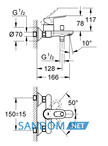 Змішувач для ванни Grohe Bau Loop 23341000