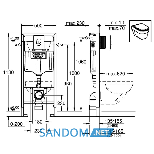 Інсталяція для унітазу Grohe Rapid SL 3 в 1 38722001