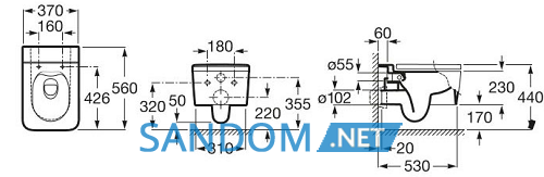 Унітаз підвісний Roca Inspira Round Rimless A346537000 прямокутний без обідка