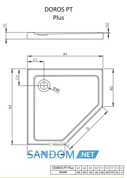 Душовий піддон Radaway Doros Plus PT 90х90 SDRPTP9090-01