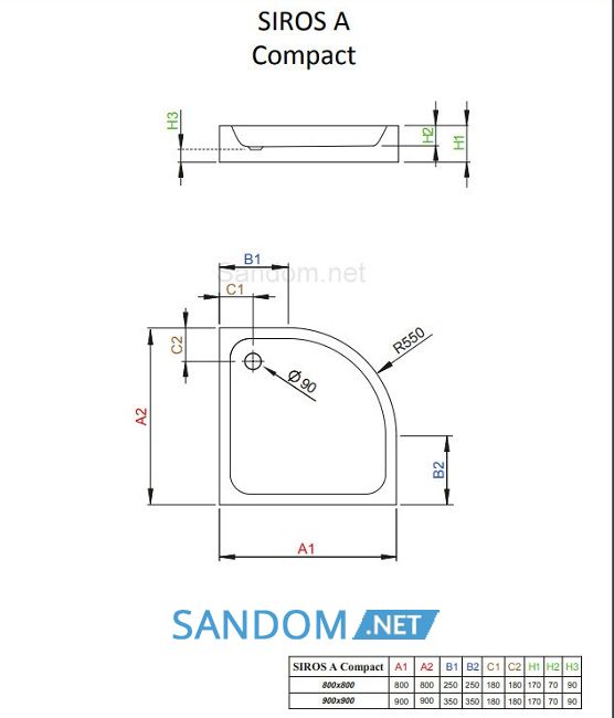 Душовий піддон Radaway Siros A Compact 90x90 SBA9917-2