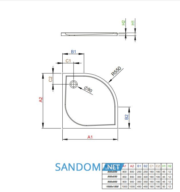 Душевой поддон Radaway Delos A 100x100 SDA1010-01