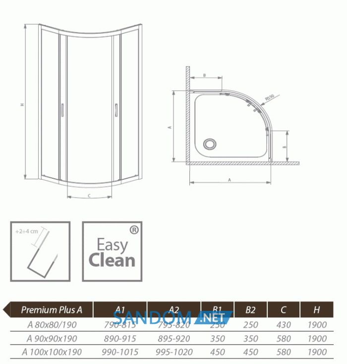 Душевая кабина Radaway Premium Plus A 1900 80x80 без поддона