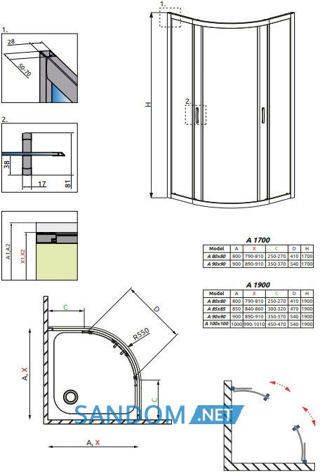 Душова кабіна Radaway Premium Plus A 1900 85x85 без піддону