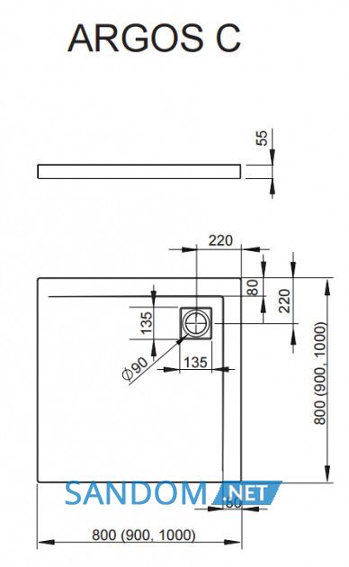 Душевой поддон Radaway Argos C 100x100 4AC1010-01