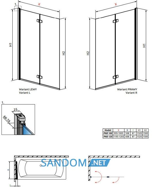 Шторка для ванної кімнати Radaway Fuenta New PND 120