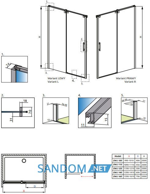 Душові двері Radaway Espera DWJ 100