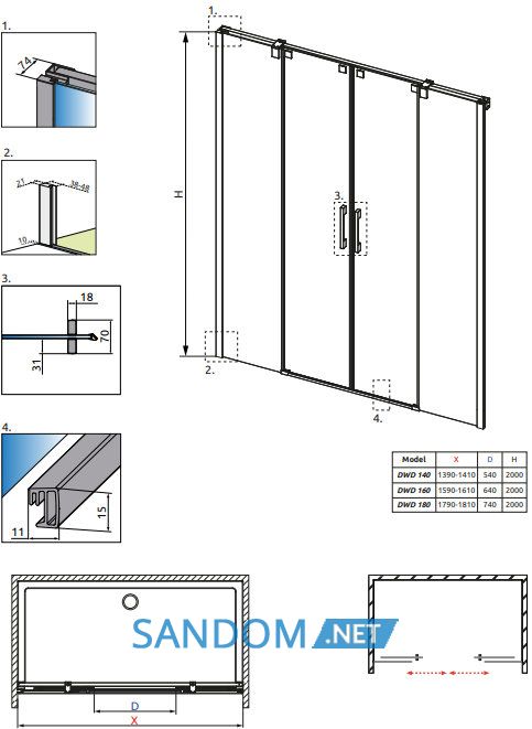 Душові двері Radaway Espera DWD 140