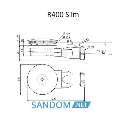 Сифон для душового піддону Radaway R400 SLIM