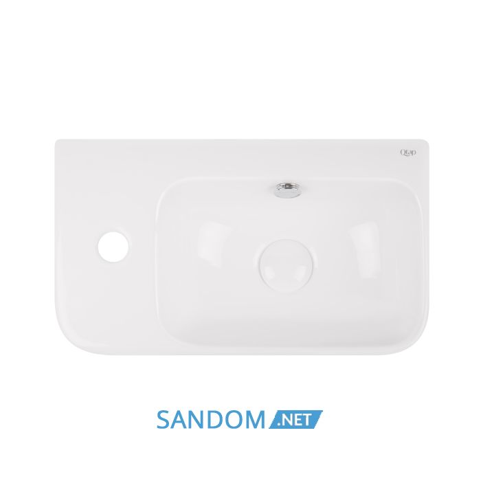 Раковина Qtap Tern 45х26 с донным клапаном QT17115117LW, левая