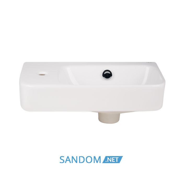 Раковина Qtap Tern 45х26 с донным клапаном QT17115117LW, левая
