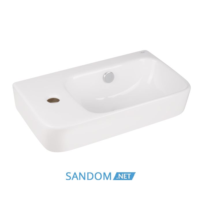Раковина Qtap Tern 45х26 с донным клапаном QT17115117LW, левая