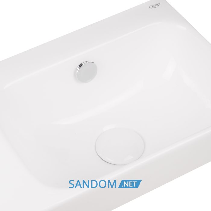 Раковина Qtap Tern 45х26 с донным клапаном QT17115117LW, левая