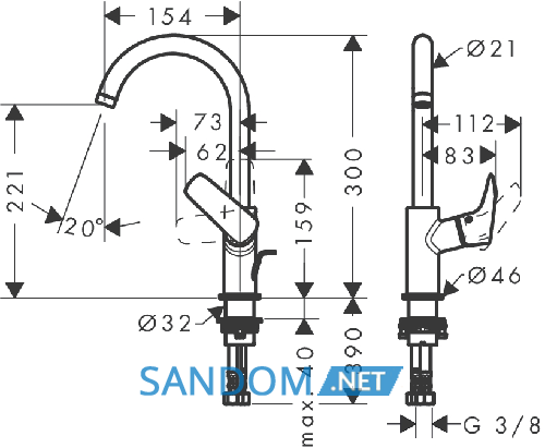 Змішувач для умивальника Hansgrohe Logis 71130000