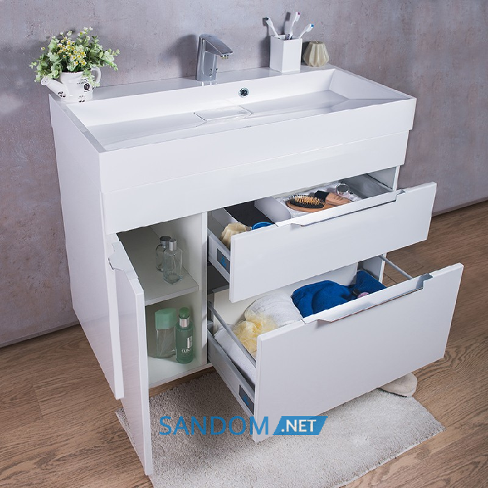 Тумба Fancy Marble Bermuda 2 с умывальником Vitold 90