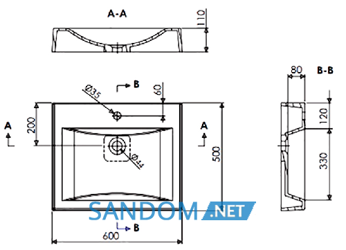 Умивальник Fancy Marble Lily 60x50