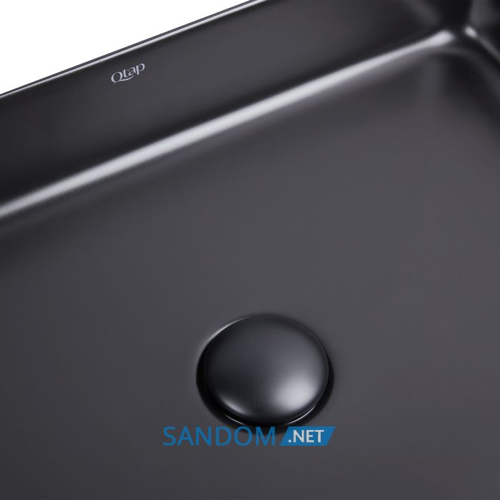 Накладна раковина Qtap Tern 50х35 Matt black с донным клапаном QT1711A055MB
