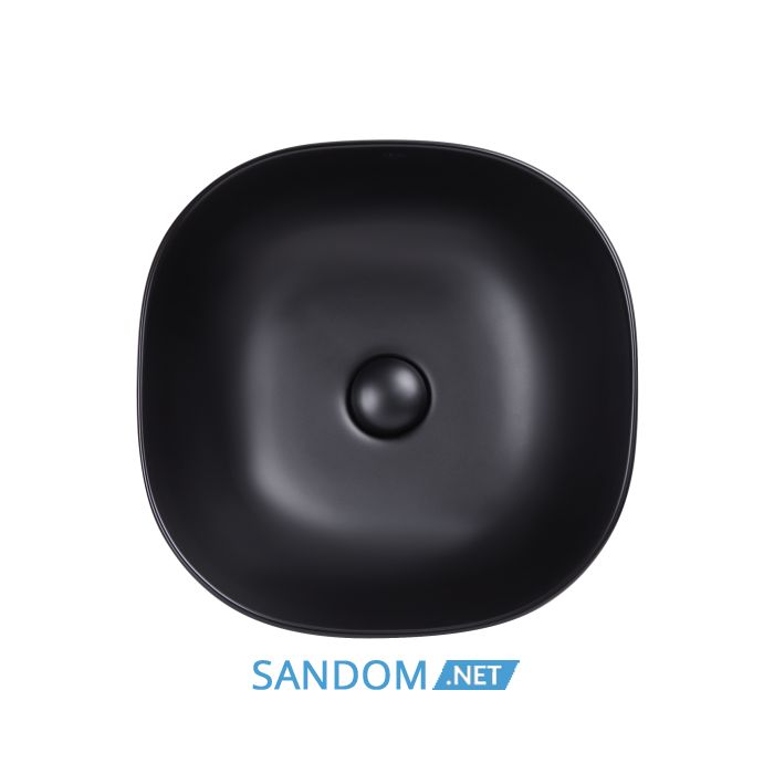 Накладна раковина Qtap Kolibri 41x41 Matt black з донним клапаном QT10112144MBMB