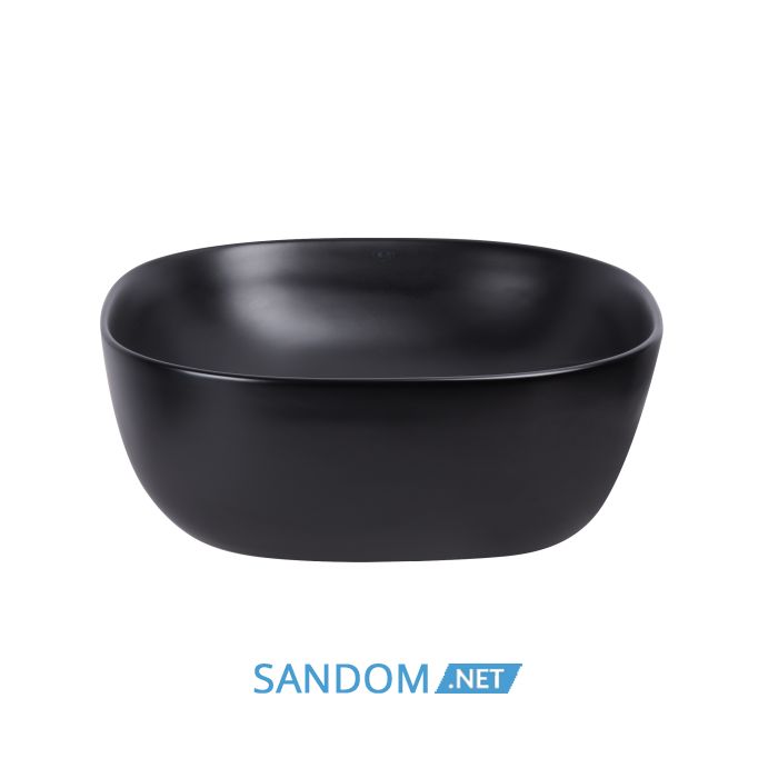 Накладна раковина Qtap Kolibri 41x41 Matt black з донним клапаном QT10112144MBMB