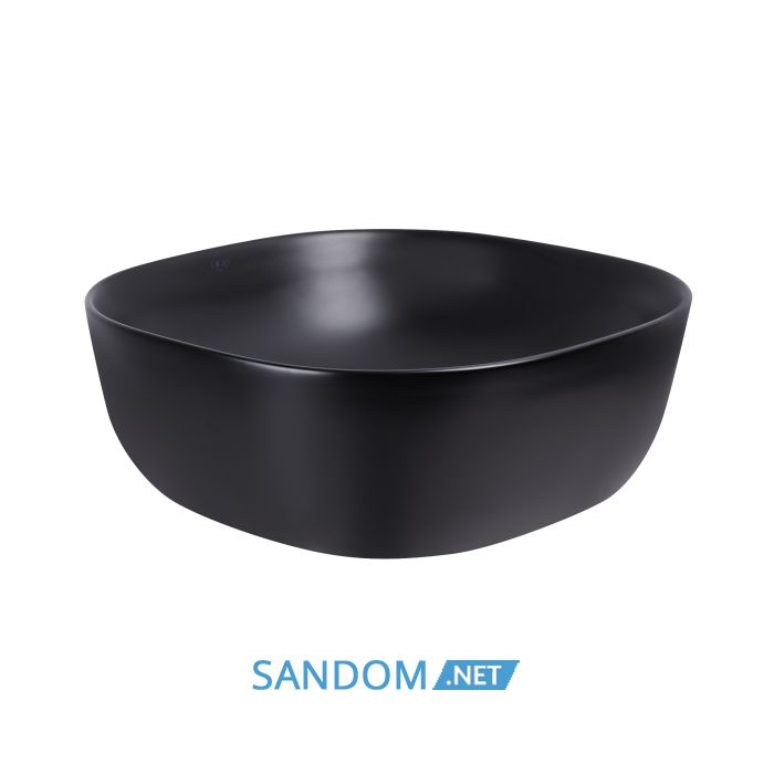 Накладна раковина Qtap Kolibri 41x41 Matt black з донним клапаном QT10112144MBMB