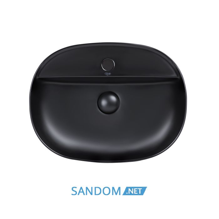 Накладна раковина Qtap Scorpio 50x38 Matt black з донним клапаном QT142202MBMB