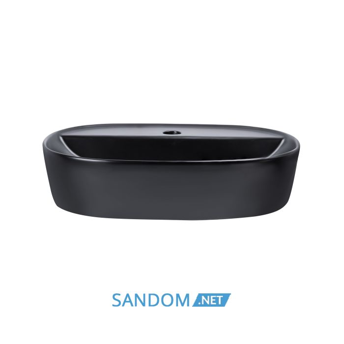 Накладна раковина Qtap Scorpio 50x38 Matt black з донним клапаном QT142202MBMB