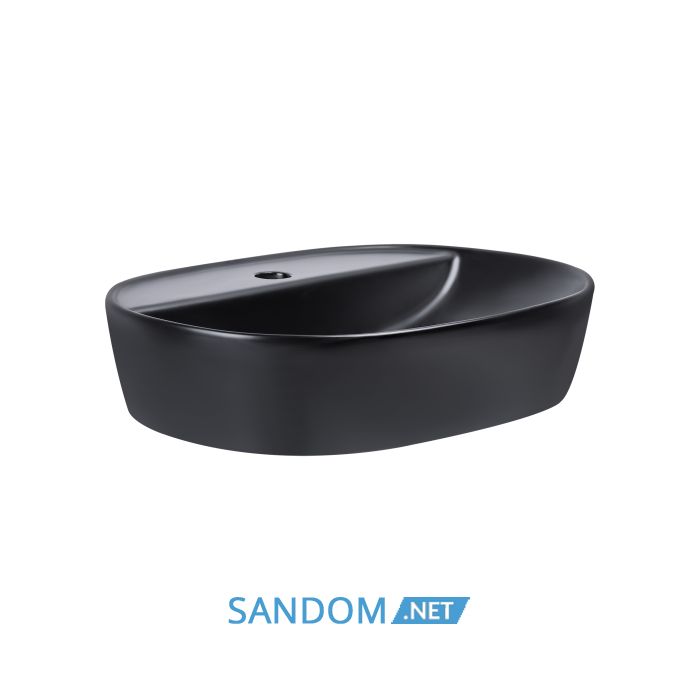 Накладна раковина Qtap Scorpio 50x38 Matt black з донним клапаном QT142202MBMB