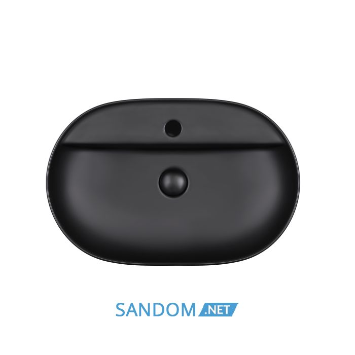 Накладна раковина Qtap Scorpio 61x40 Matt black з донним клапаном QT142203MBMB