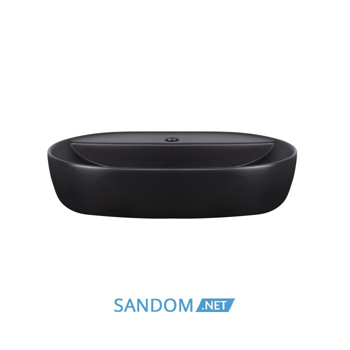 Накладна раковина Qtap Scorpio 61x40 Matt black з донним клапаном QT142203MBMB