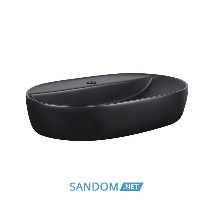Накладна раковина Qtap Scorpio 61x40 Matt black з донним клапаном QT142203MBMB